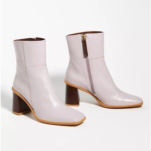 NEW Alohas Lavender Leather Ankle Boots 42 US 11 Block Wooden Heel